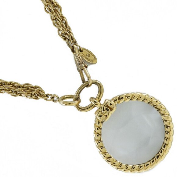 CHANEL Loupe Necklace Double Chain Vintage Gold Plated Made in France - Picture 1 of 8